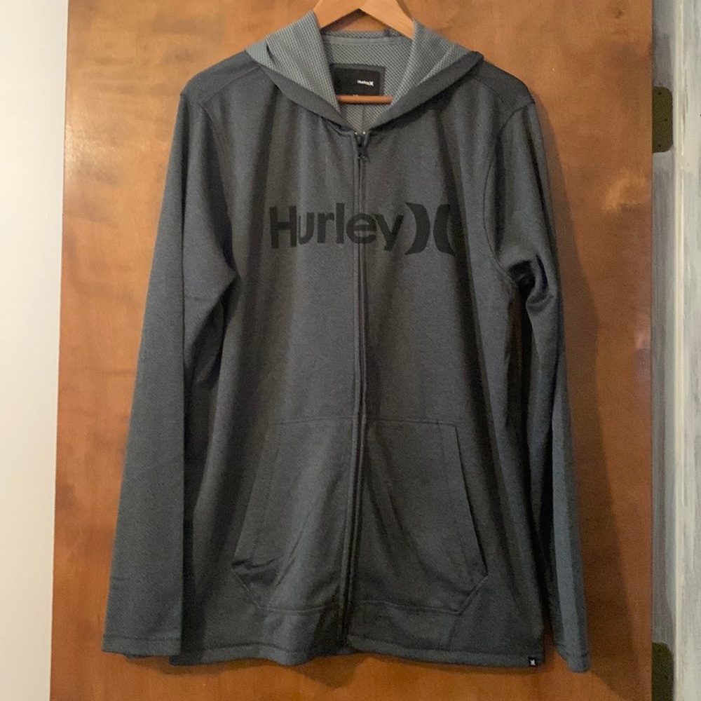 Size XL HURLEY hoodie made with Nike Dri Fit material Great condition zip up